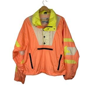 80s Vintage White Stag Neon Windbreaker Skiwear Rain Jacket Colorblock Retro M